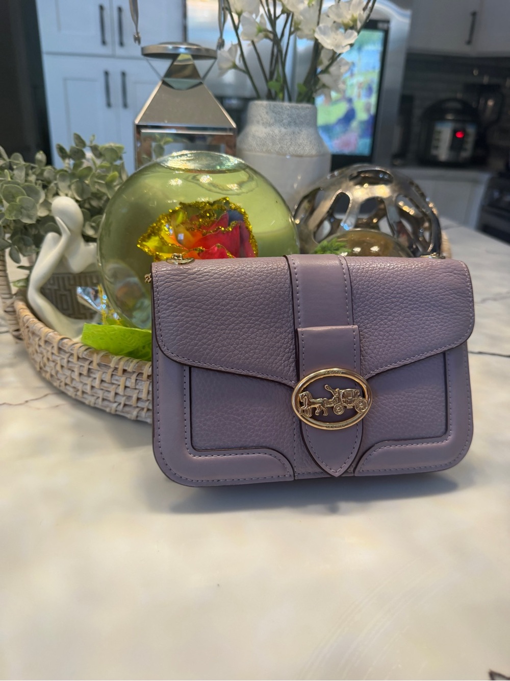Coach Lavender Leather Tabby Shoulder Bag with Signature Turnlock